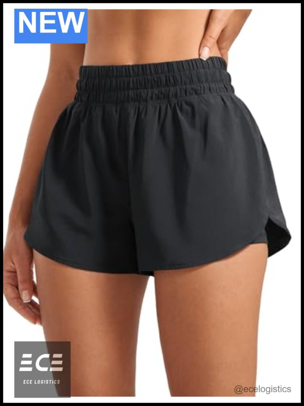High Waisted Running Shorts 3" Built-in Liner Zip Pocket Split Hem
